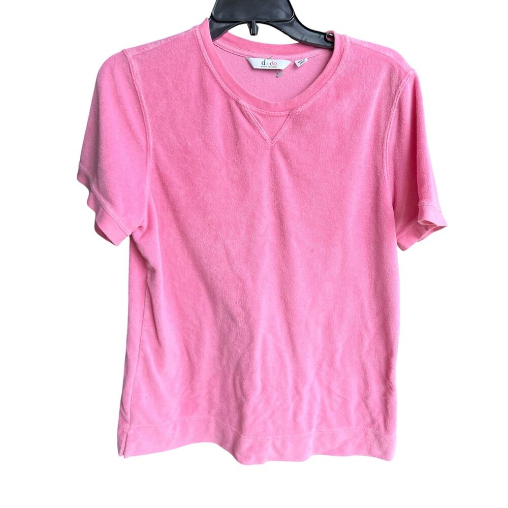 Denim and Co. French Terry cloth beach boho coastal top bubblegum pink NWOT Sz M